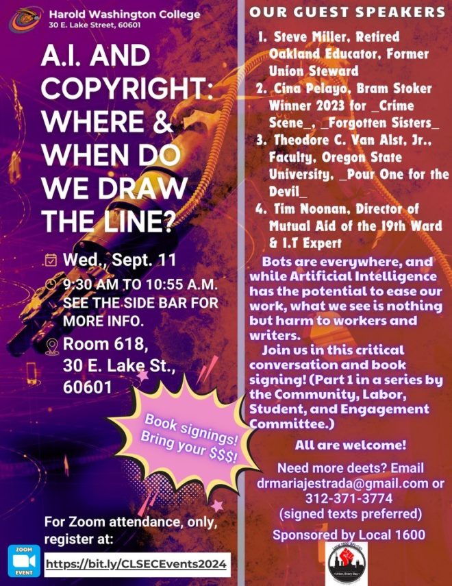 I will be discussing the pros and cons of Artificial Intelligence with a superstar panel of authors at the City Colleges of Chicago-Harold Washington College. #AI #ArtificialIntelligence